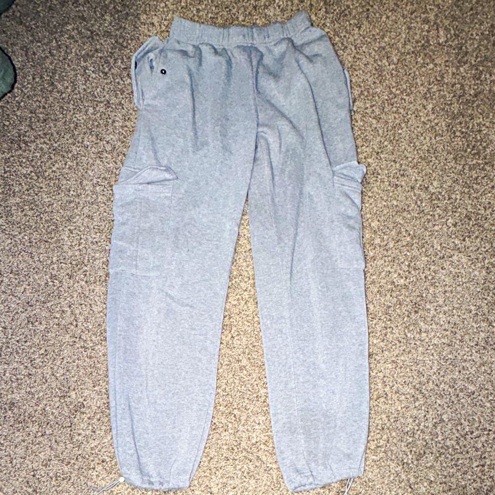 Social Concept by rosee Women’s Gray Fleece Jogger Pants Drawstring Pockets S